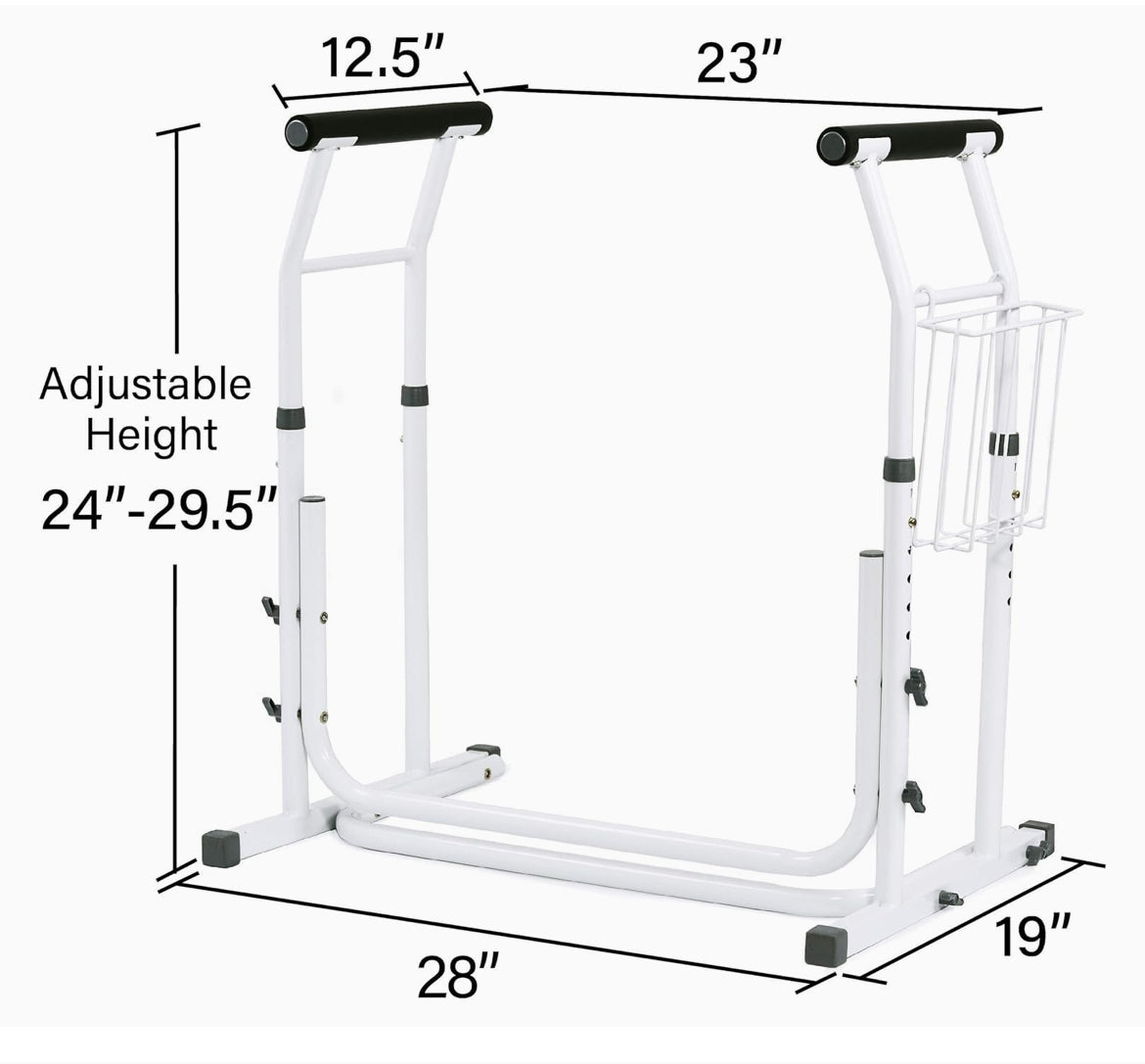 Vaunn Medical Bathroom Adjustable Height Toilet Rail Grab Bar and Comm