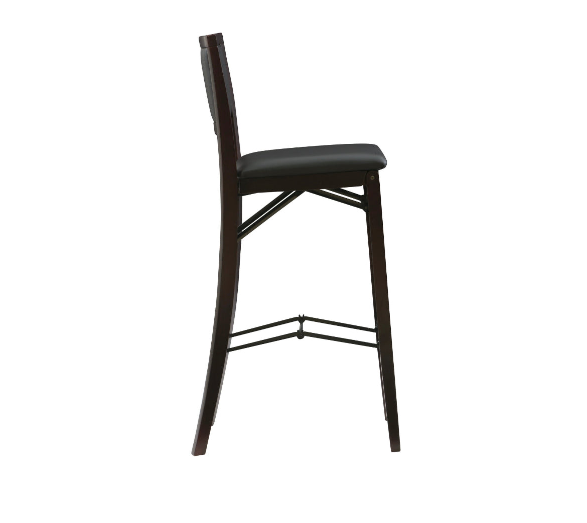 Linon Triena 30" Folding Padded Back Bar Stool, Espresso with Dark Bro