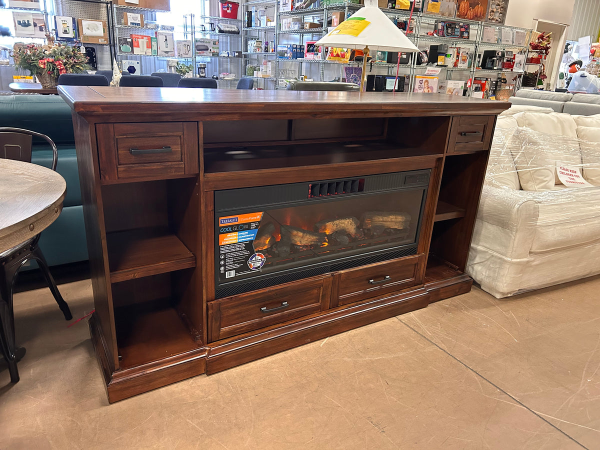 Tresanti Sloane TV Console with ClassicFlame CoolGlow 2in1 Electric Big Catch Salvage and Thrift