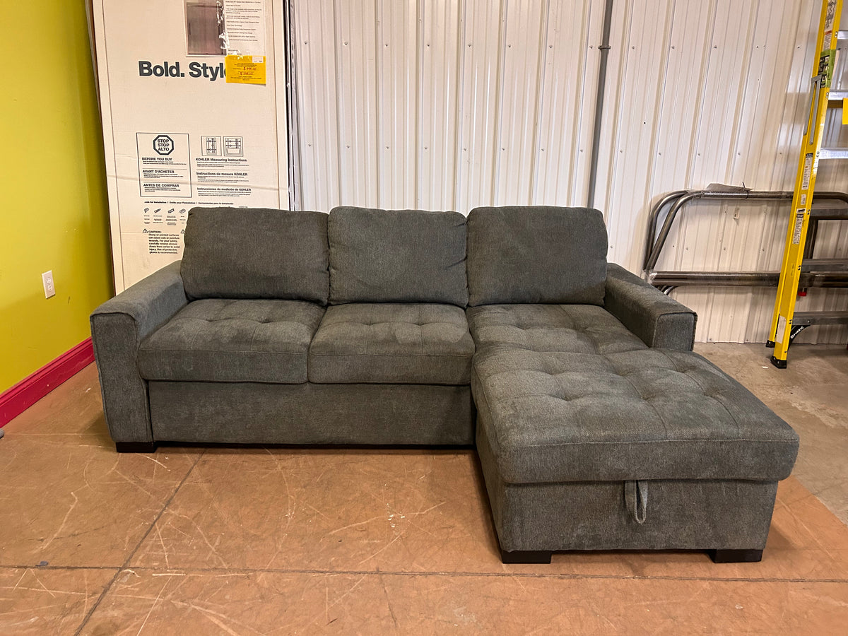Kendale Sleeper Sofa with Storage Chaise! (NEW OUT OF BOX) Big Catch