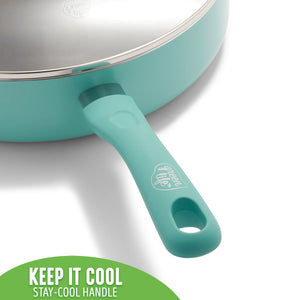 GreenLife Diamond Ceramic Non-stick 5 Qt. Saute Pan, Turquoise- NEW!!!