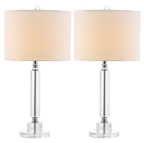 SAFAVIEH Deco 24 in. Modern Crystal Table Lamp with Off-White Cotton Shade, Set of 2!! NEW OUT OF BOX!!