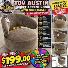 TOV AUSTIN LUXURY SWIVEL ACCENT CHAIR WITH GOLD BASE!! 🔥 (BRAND NEW OUT OF BOX!)