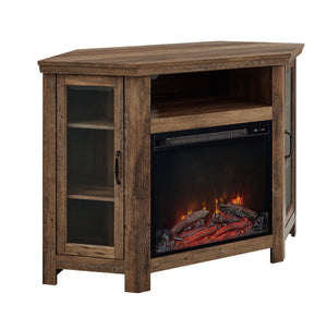 48 inch Rustic Oak Corner Fireplace TV Stand with an electric fireplace- new in the box - assembly required