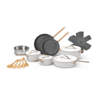Beautiful 20pc Ceramic Non-Stick Cookware Set, White Icing by Drew Barrymore- NEW IN BOX!!!