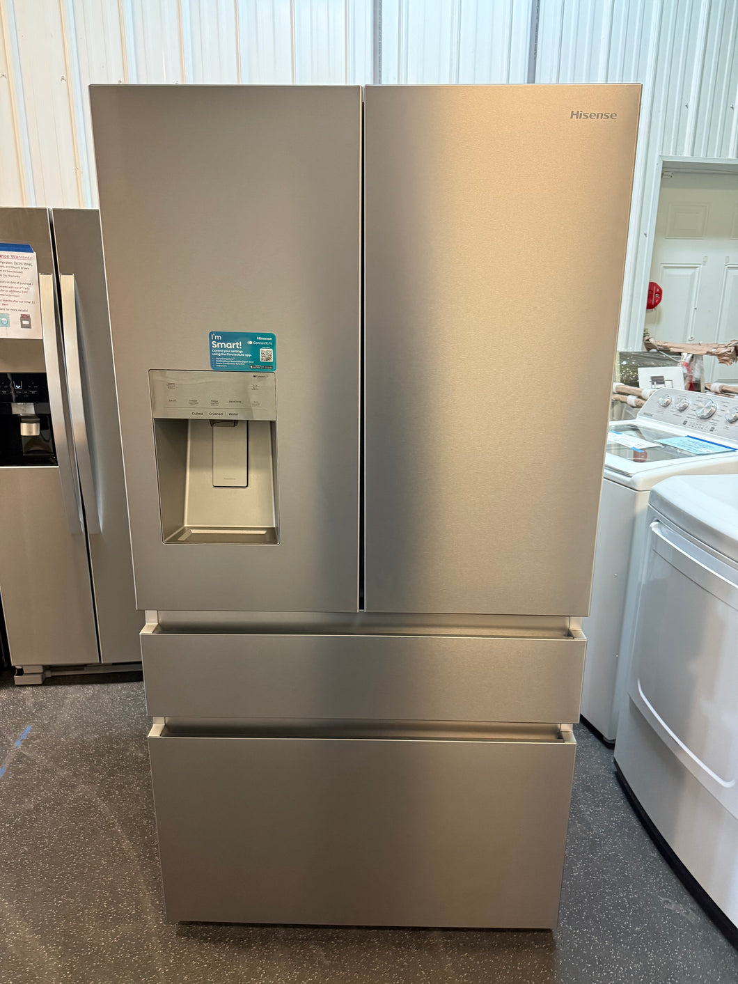 Hisense PureFlat 25.6-cu ft 4-Door Smart French Door Refrigerator with Ice Maker, Water and Ice Dispenser (Stainless Steel) ENERGY STAR!! BRAND NEW!!