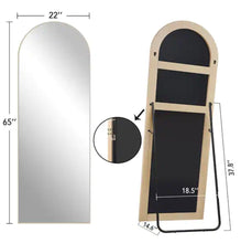 65 in. x 22 in. Modern Arched Shape Framed Burlywood Standing Mirror Full Length Floor Mirror- NEW IN BOX!!!