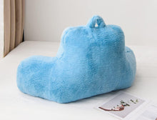 Standard Faux Fur Bed Rest Pillow with Arms, Reading Pillows Lumbar & Head Neck, Blue- NEW!!!