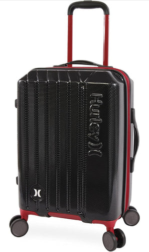 Hurley Swiper Hardside Spinner Luggage, Black/Red, Carry-On 21-Inch- NEW!!!