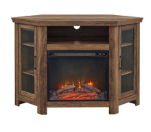 48 inch Rustic Oak Corner Fireplace TV Stand with an electric fireplace- new in the box - assembly required