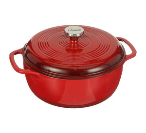 Lodge Cast Iron 6 Quart Enameled Cast Iron Dutch Oven, Red- NEW IN BOX!!!