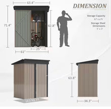 Tozey 3 ft. W x 5 ft. D Outdoor Storage Metal Shed Lockable Metal Garden Shed for Backyard Outdoor (14.5 sq. ft.)- NEW IN BOX!!!