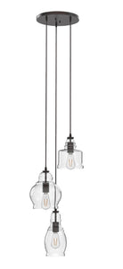 Better Homes & Gardens 61" Architectural 3-Light Pendant Light, Black Finish Clear Glass Shades!! NEW IN BOX!!