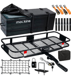 Mockins 60"x20"x6" Folding Cargo Carrier Hitch Mount Steel Rack 500lb Cap, 2" Receiver Cargo Trailer!! NEW OUT OF BOX(MINOR RUST ON CARGO RACK FROM BOX BEING WET)!!