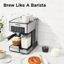 Chefman 1.8L Barista Pro Espresso, Cappuccino and Latte Machine with Milk Frother, Stainless Steel- NEW IN BOX!!!