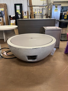 Better Homes & Gardens 36" Round 65,000 BTU Propane Faux Concrete Finish Fire Pit with Tank Hideaway by Dave & Jenny Marrs!! NEW AND ASSEMBLED(CRACKED FROM SHIPPING)!!