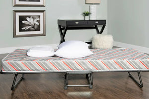 Linon Torino Folding Rollaway Guest Bed with 4" Innerspring Mattress, Cot- NEW OUT OF BOX!!!