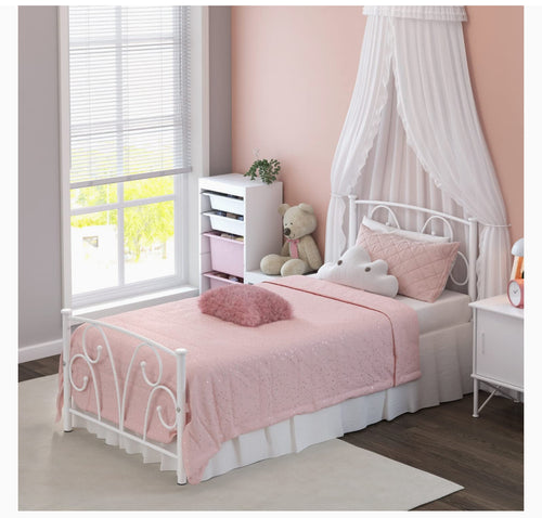 Elephance Twin Bed Frame with Headboard, Metal Platform Bed Frame with 12 Inch Storage Space No Box Spring Needed (White)**New in box**