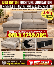CODDLE ARIA FABRIC SLEEPER SECTIONAL WITH REVERSIBLE CHAISE & STORAGE!! (BRAND NEW!!)