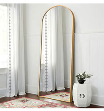 NeuType Arched Full Length Mirror Standing Hanging or Leaning Against Wall, Oversized Large Bedroom Mirror Floor Mirror Dressing Mirror, Aluminum Alloy Thin Frame, Gold, 71"x24"**New**