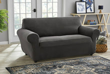 Mainstays Pixel Stretch Fabric Loveseat Slipcover, Gray, 1-Piece- NEW!!