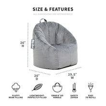 Big Joe Joey Bean Bag Chair, Plush, Kids/Teens, 2.5ft, Gray!! BRAND NEW!!