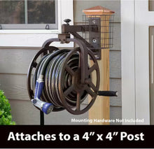 Liberty Garden Single Arm Navigator Rotating Garden Hose Reel with Storage Basket, Bronze!! NEW IN BOX!!