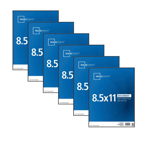 Mainstays 8.5x11 Front Loading Document Picture Frames, Black, Set of 6- NEW IN BOX!!!