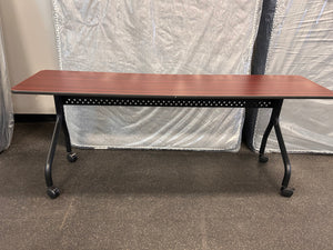 Iceberg Officeworks Mobile Training Table with Two Locking Wheels, Mahogany and Black, 72" L x 18" W x 29" H! (NEW - SCRATCHED!)