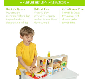 Melissa & Doug Wooden Slice & Stack Sandwich Counter with Deli Slicer – 56-Piece Pretend Play Food Pieces- NEW!!!