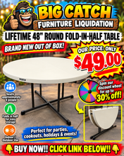 LIFETIME 48” ROUND FOLD-IN-HALF TABLE!! (BRAND NEW OUT OF BOX!) 🔥