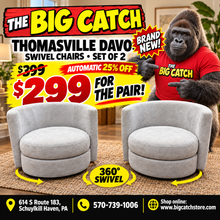 No shipping- Thomasville Davos Swivel Chairs, 2-pack, in Gray.