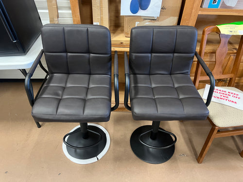 JONPONY Bar Stools Set of 2, Back and Armrest,Vintage Leather Modern Bar Chairs for Home and Kitchen Counter,Dark Espresso ,Low Back!! NEW AND ASSEMBLED!!