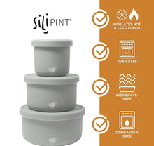 Silipint: Silicone Lidded Bowls: Set of 3: Moonstone - 10, 20 & 30oz -Flexible, Unbreakable, Reusable Storage, Non-Slip- NEW OUT OF BOX!!!