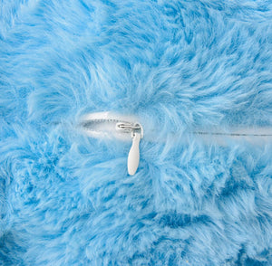 Standard Faux Fur Bed Rest Pillow with Arms, Reading Pillows Lumbar & Head Neck, Blue- NEW!!!