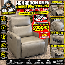 HENRENDON KEIRA LEATHER ZERO GRAVITY POWER RECLINER WITH POWER HEADREST!! 🔥 (BRAND NEW!!)