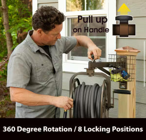 Liberty Garden Single Arm Navigator Rotating Garden Hose Reel with Storage Basket, Bronze!! NEW IN BOX!!