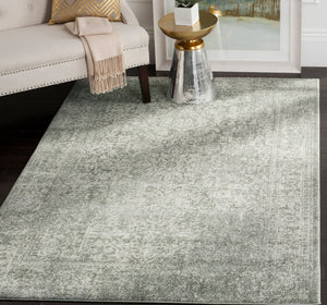 SAFAVIEH Evoke Trena Traditional Distressed Area Rug, Silver/Ivory, 9' x 9' Square!! NEW WRAPPED IN PLASTIC!!