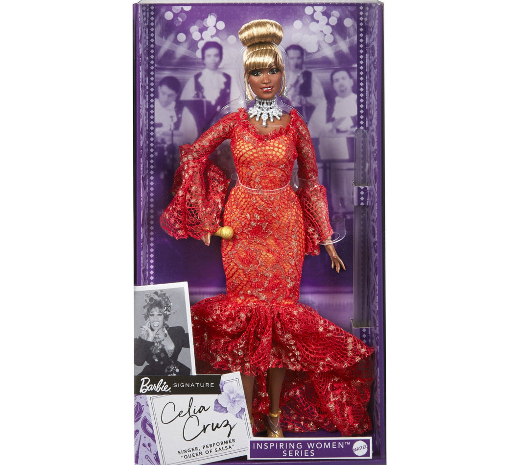 Barbie Signature Celia Cruz Inspiring Women Collector Fashion Doll in Red Dress- NEW IN BOX!!!