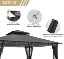 Gardenbee 13 ft. x 11 ft. Black Steel Outdoor Patio Gazebo with Mosquito Netting - WE DO NOT SHIP!!