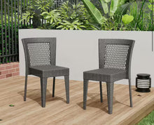 Grey Rattan Outdoor Dining Chair Set of 2 Patio Dining Chair Outdoor Heavy-Duty Frame Rattan Chair with Curved Backrest! (NEW IN BOX)