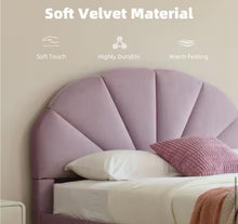 Purple Frame Full Size of Luxury Velvet Platform Bed with Seashell-Shaped Headboard! (NEW IN BOX)