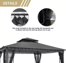 Gardenbee 13 ft. x 11 ft. Black Steel Outdoor Patio Gazebo with Mosquito Netting - WE DO NOT SHIP!!