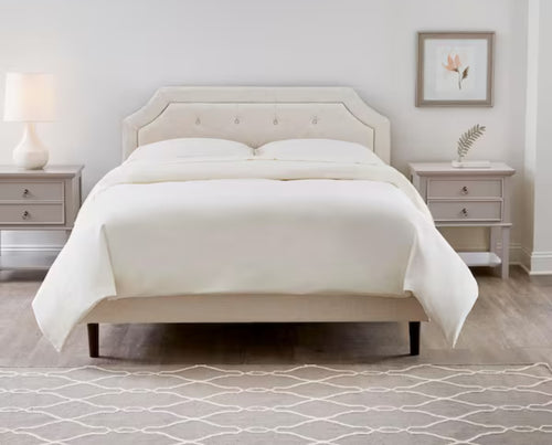 Vinedale Biscuit Beige Upholstered King Headboard with Notch Back and Tufting (77.8 in W. X 58.7 in H.)! (NEW IN BOX)