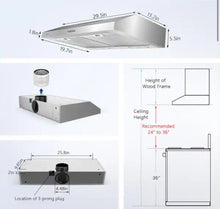 Velivi 30 in. 600 CFM Convertible Ductless Under Cabinet Range Hood With 3 Speed Exhaust Fan and 2 LED Lights, Stainless Steel! (NEW IN BOX)