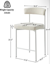 GrandNoor Beige Modern Bar Stools Set of 3, 24 Inch Counter Stools with Curved Backrest, Counter Height Bar Stools for Kitchen Island - WE DO NOT SHIP!!