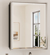 Cyrille Recessed & Surface Framed 1 Door Medicine Cabinet with Mirror and Shelves- Brushed nickel -new in box