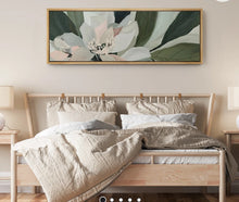 Abstract Sage Green Botanical Flower Art Mid Century Modern Boho Wall Art Horizontal Art Decor- 30" by 60"- new