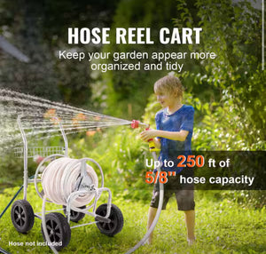 Skyshalo Hose Reel Cart Hold Up to 250 ft. of 5/8 in. Hose Garden Water Hose Carts Mobile Tools with 4 Wheels Heavy Planting!! NEW IN BOX!!