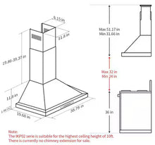 Vikio Pro 36 in. 600 CFM Ducted Wall Mount Range Hood in Black Stainless Steel with Gestures/Touch Control and LED Lights!! NEW IN BOX!!